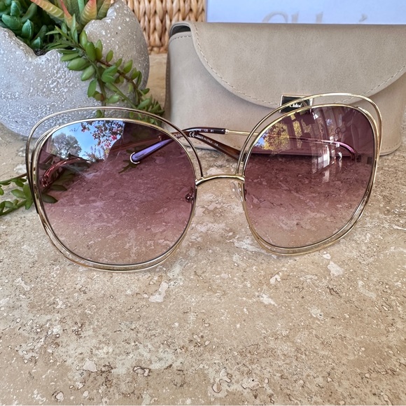 New Chloe Oversized Gold Double Rim Silunglasses